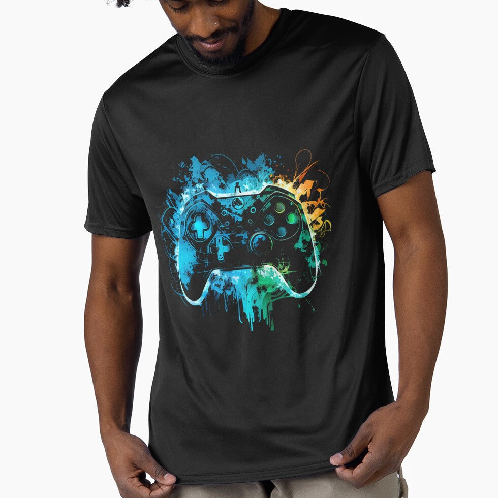 Neon Gaming Controller Splash Art Design by Daisy Doodles