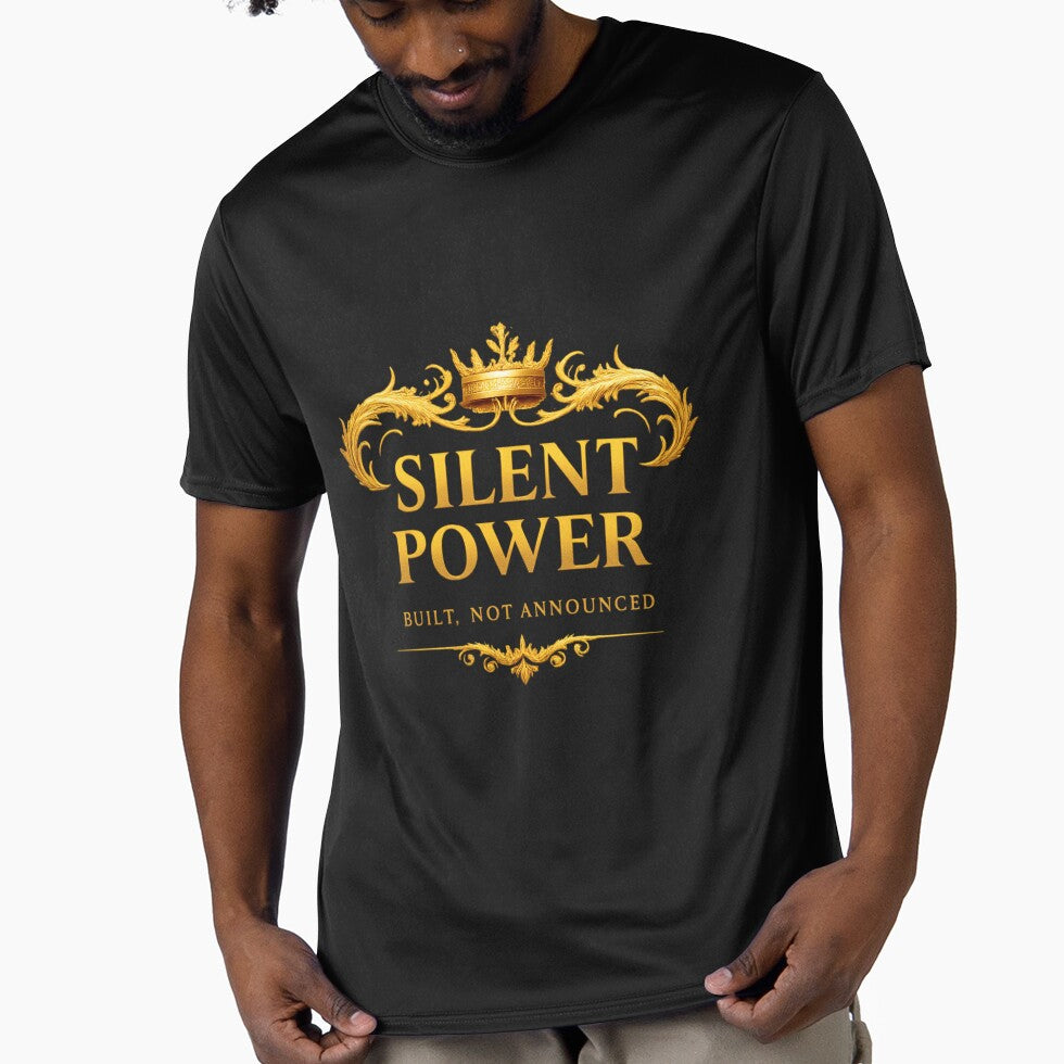 Silent Power – Minimal Luxury Motivational Quote Design by Awezecotrend T-Shirts, Hoodie, Sweatshirt (Image 1)