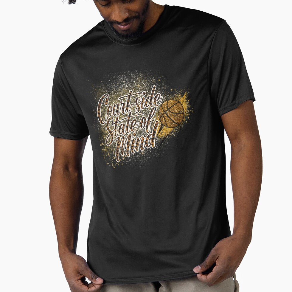 Courtside State of Mind - Leopard Print & Gold Glitter Basketball Graphic by CulDeSacCreate T-Shirts, Hoodie,... (Image 1)