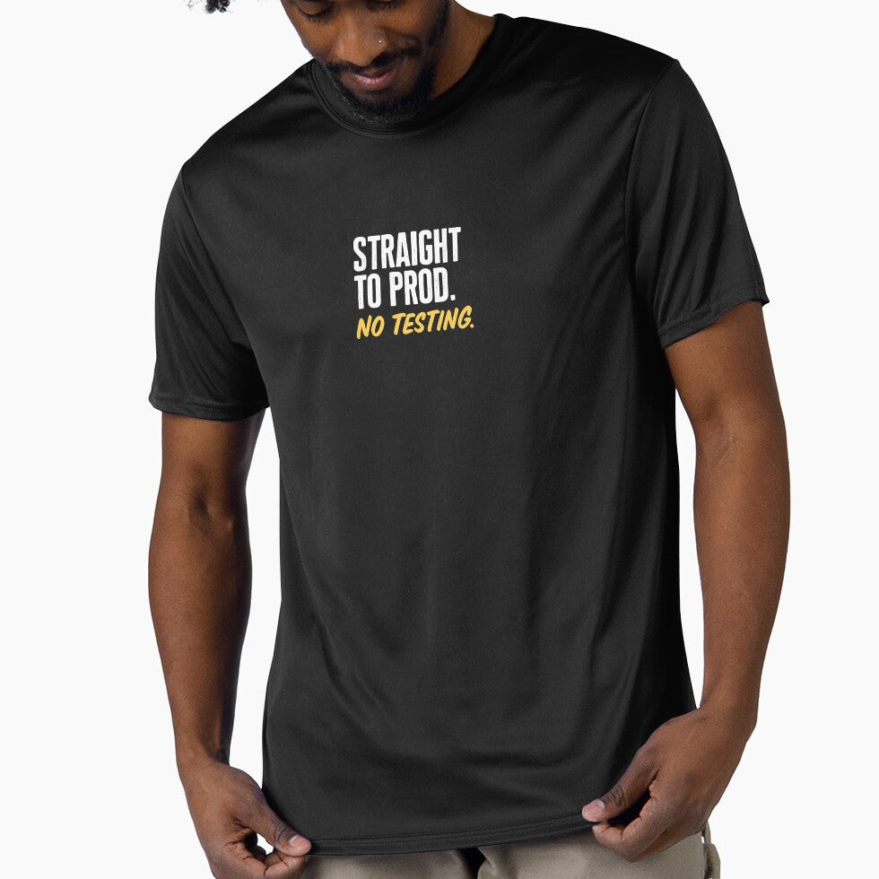 Straight to Prod – No Testing | Funny DevOps / Programmer T-Shirt Design by THALF Hoodie, Sweatshirt (Image 1)
