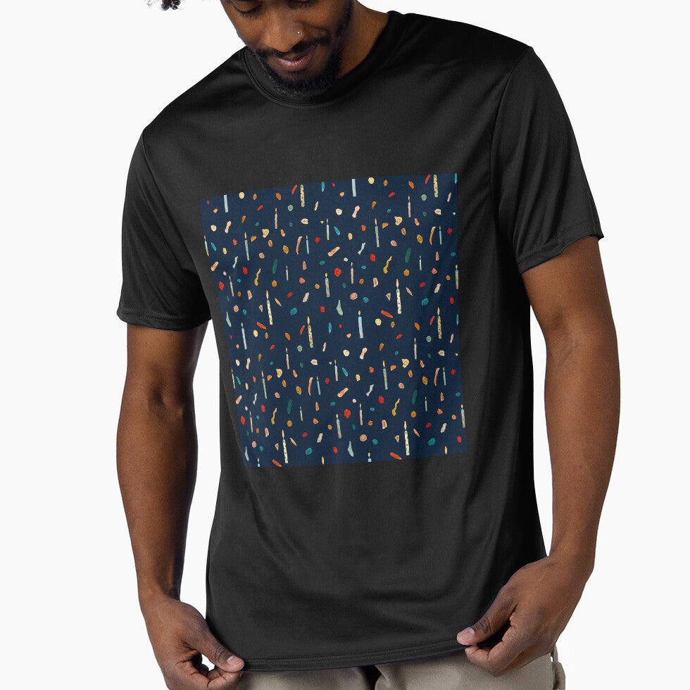 Confetti candle birthday cute pattern a watercolor blue by Yana Mustafina | Boho Soulful Designs T-Shirts,... (Image 1)