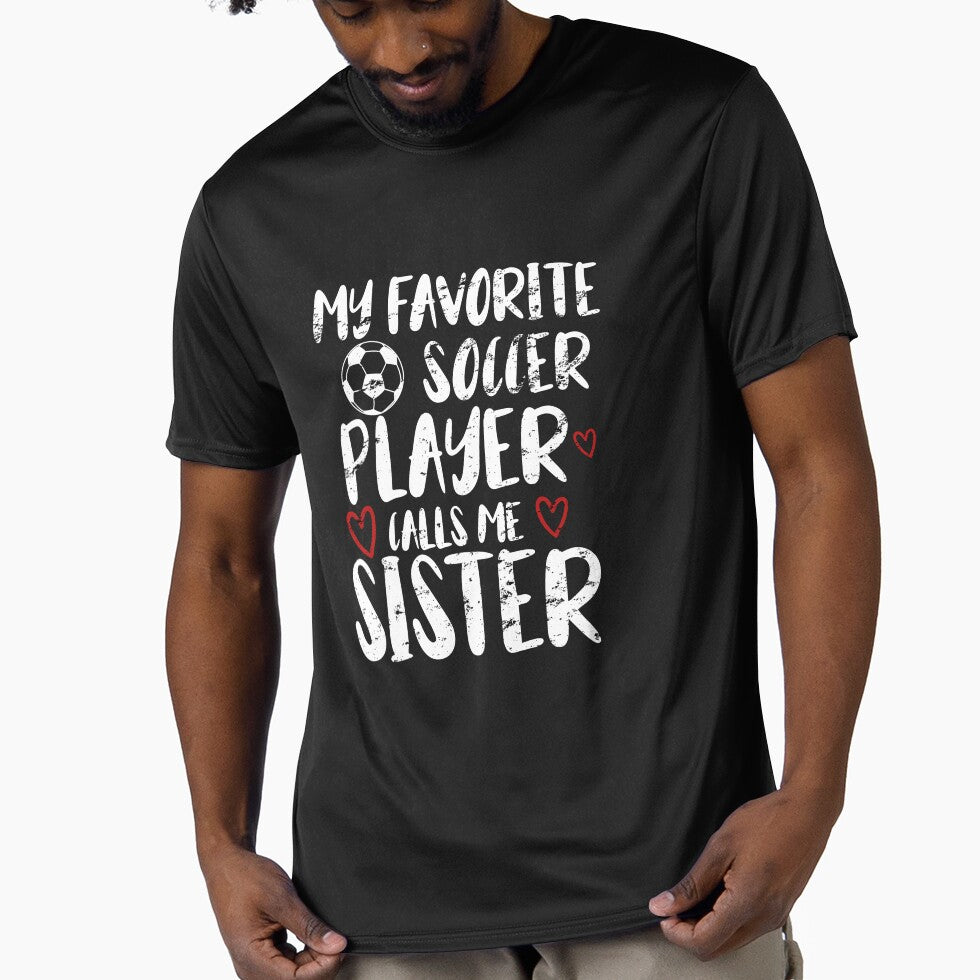 my favorite soccer player call me sister funny gift idea for sister football lovers by KHELISTORE
