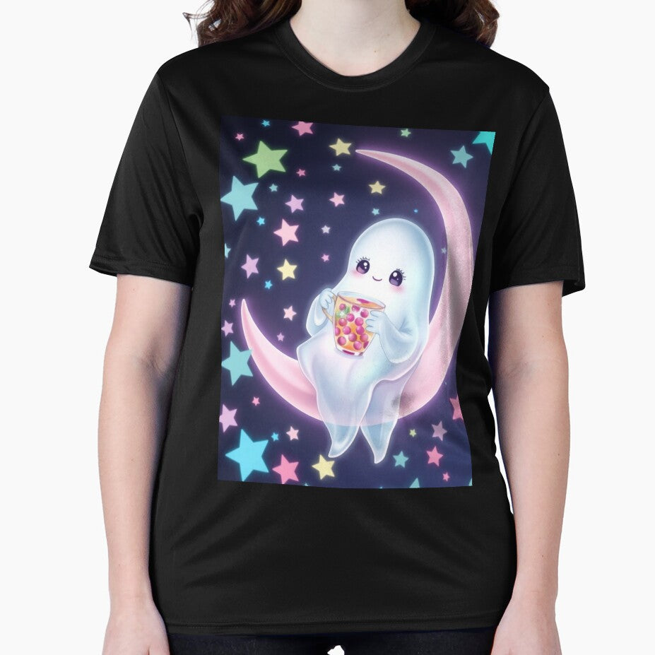 Pastel Halloween Kawaii Ghost on Moon by ArmaanArts T-Shirts, Hoodie, Sweatshirt | BlankRebels.com (Image 2)