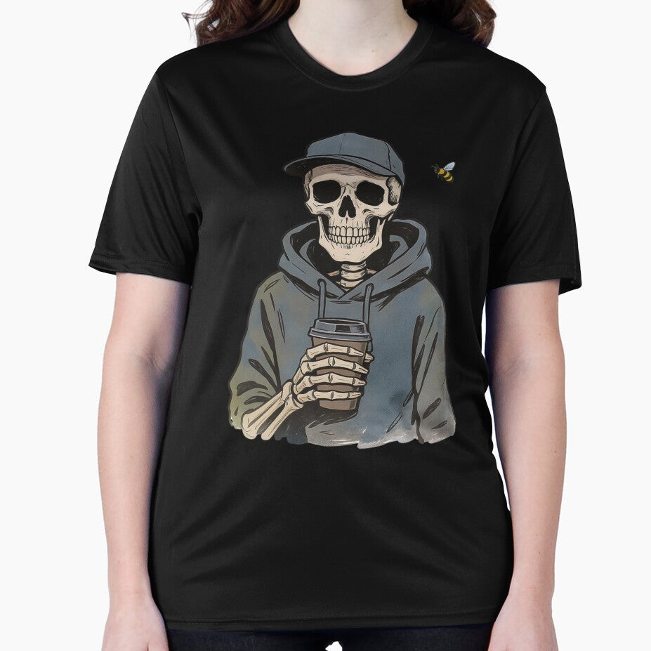 Urban Skeleton with Coffee | Funny Daily Routine Skeleton Cartoon by ColorSplash123 T-Shirts, Hoodie, Sweatshirt (Image 2)