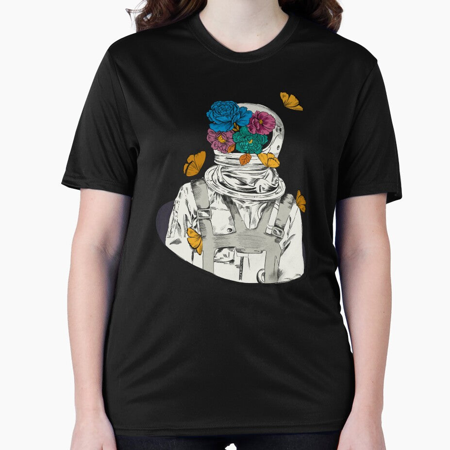 Astronaut design with flowers and butterflies looks fresh and pops up well by come40 T-Shirts, Hoodie, Sweatshirt (Image 2)