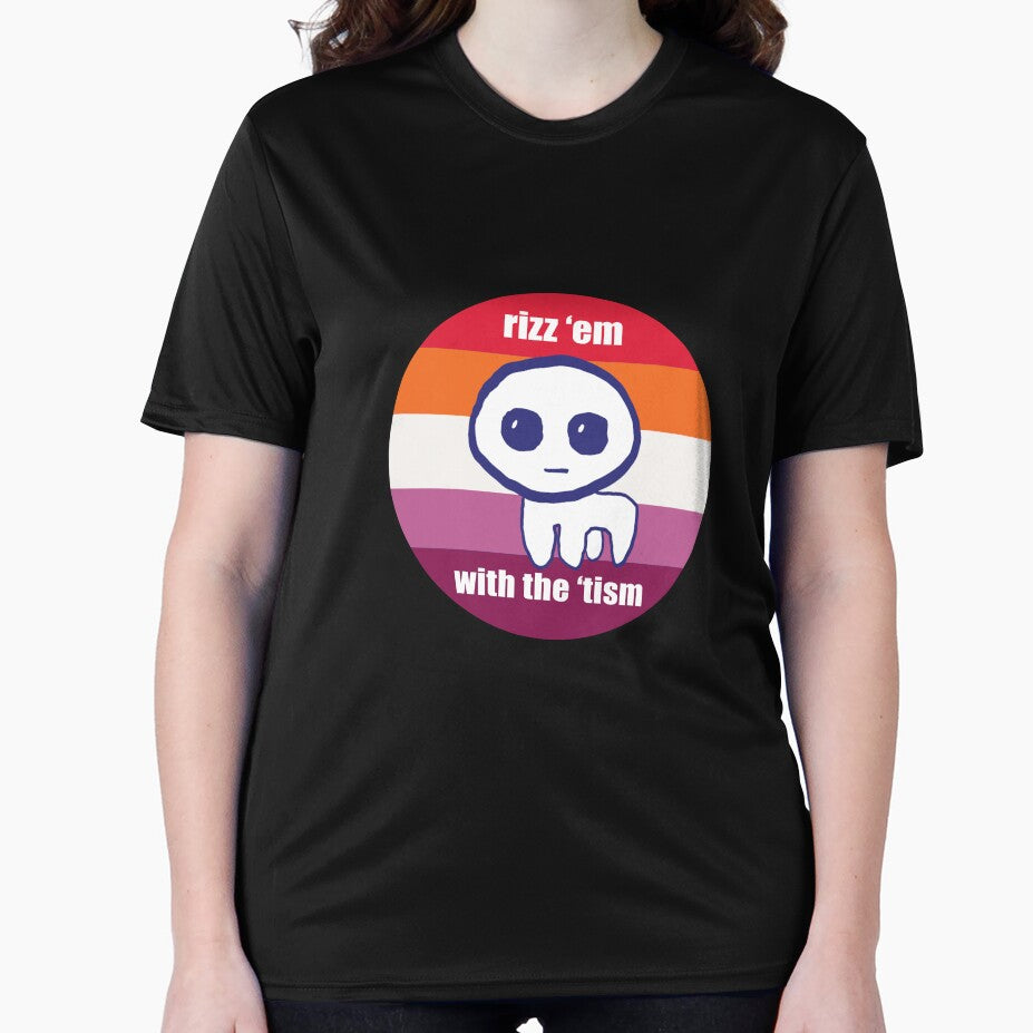 Lesbian "rizz em with the 'tism" tbh creature pride flag by ihavephotoshop T-Shirts, Hoodie, Sweatshirt (Image 2)