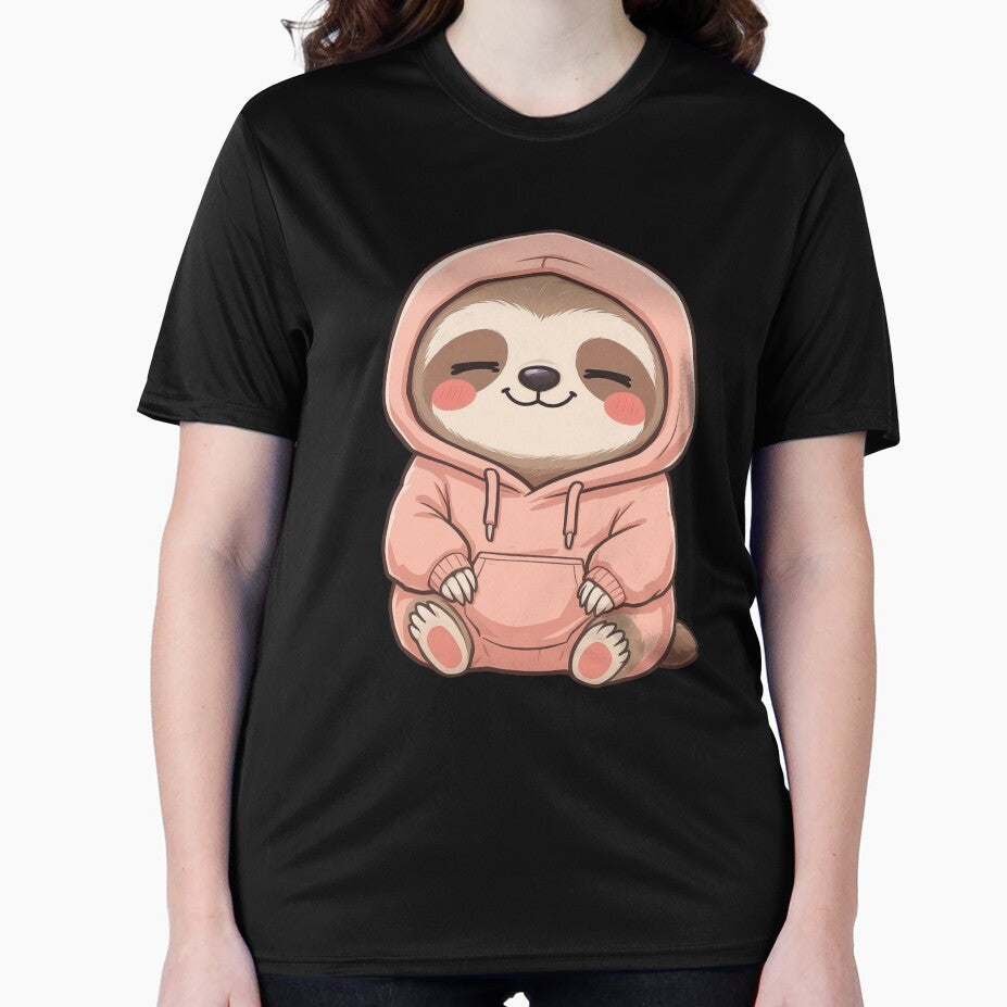 Chill Kawaii Sloth in Hoodie | Funny Lazy Chibi Sloth Cartoon by ColorSplash123 T-Shirts, Sweatshirt (Image 2)