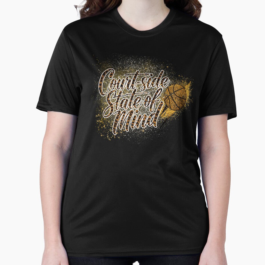 Courtside State of Mind - Leopard Print & Gold Glitter Basketball Graphic by CulDeSacCreate T-Shirts, Hoodie,... (Image 2)