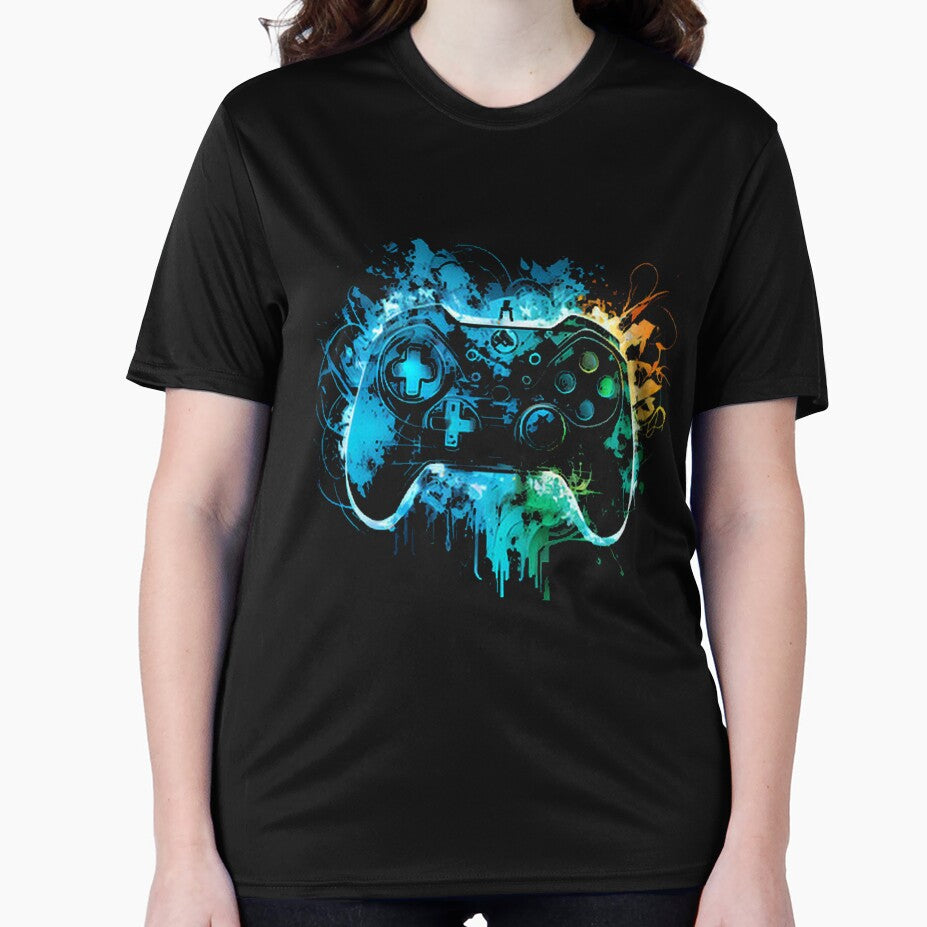 Neon Gaming Controller Splash Art Design by Daisy Doodles