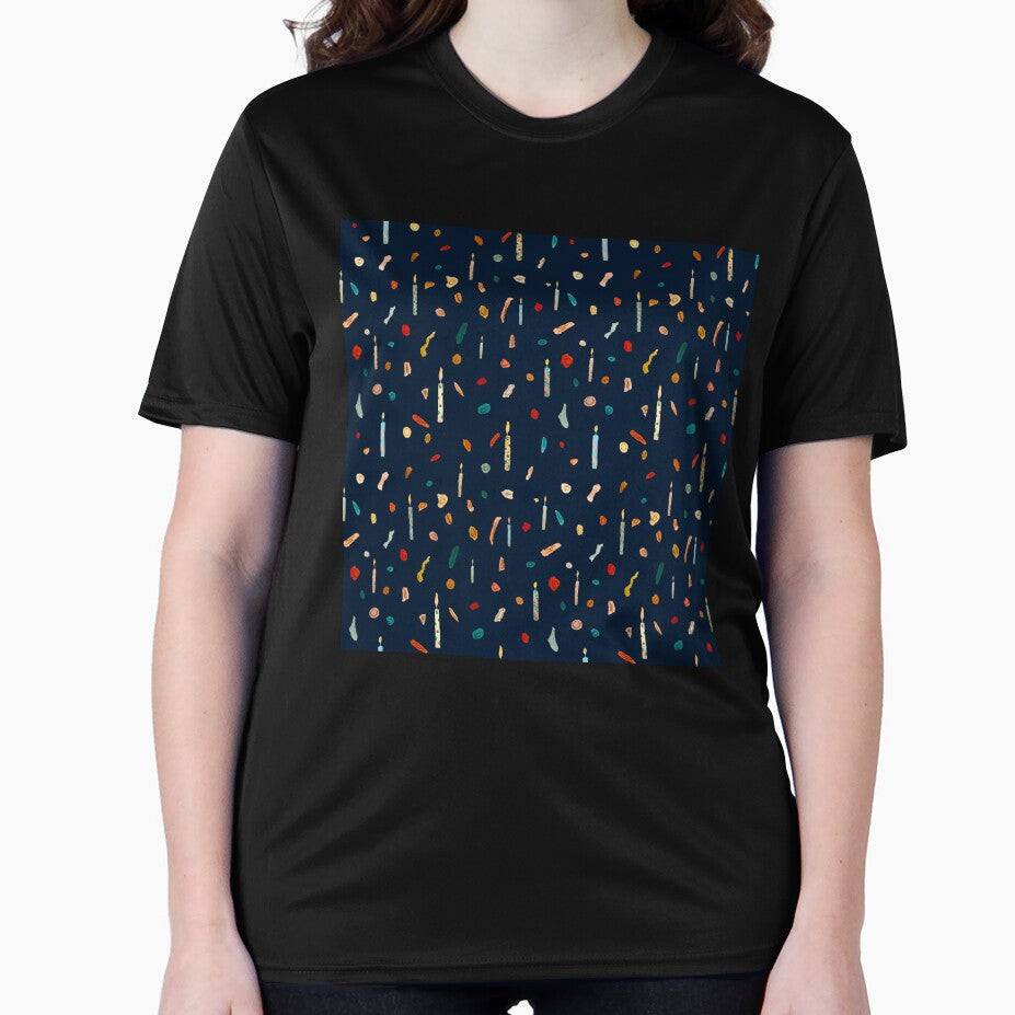Confetti candle birthday cute pattern a watercolor blue by Yana Mustafina | Boho Soulful Designs T-Shirts,... (Image 2)