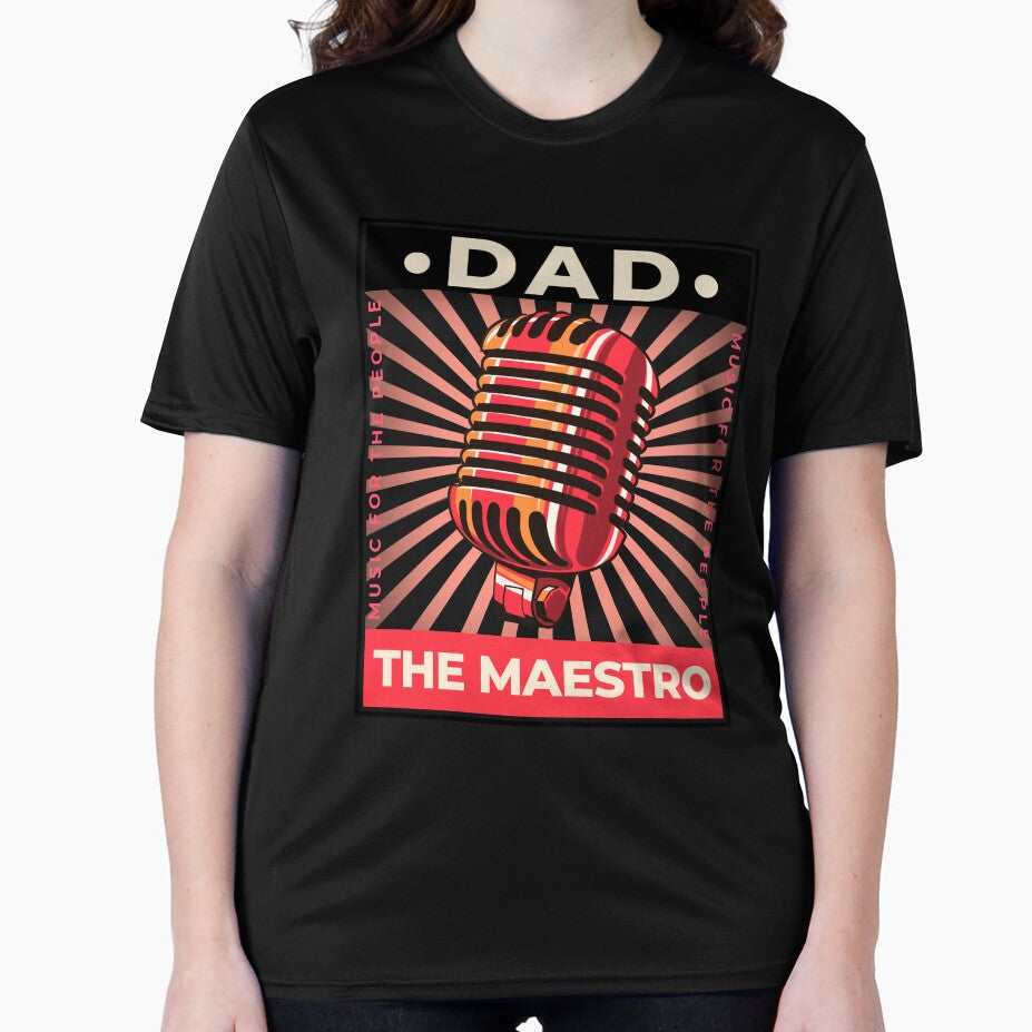 Dad: The Maestro Fathers Day Musician Microphone Retro by Winter--Flowers T-Shirts, Hoodie, Sweatshirt (Image 2)