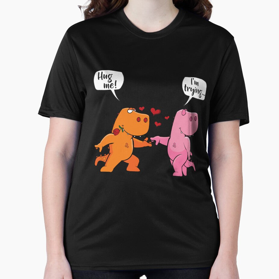 T-Rex Dinosaur Couple Hug Me Valentines Day Funny Girls Boys T-Shirt by StellDesign Hoodie, Sweatshirt (Image 2)