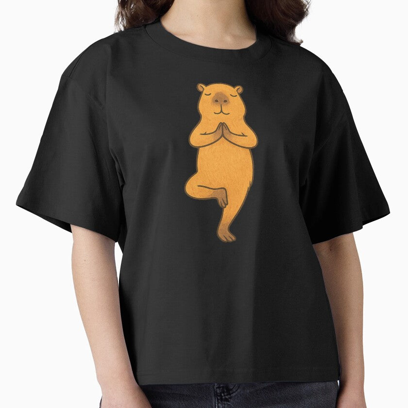 Capybara Tree Pose Yoga – Cute Balancing Capybara Illustration by digitalbitcraft T-Shirts, Hoodie, Sweatshirt (Image 1)