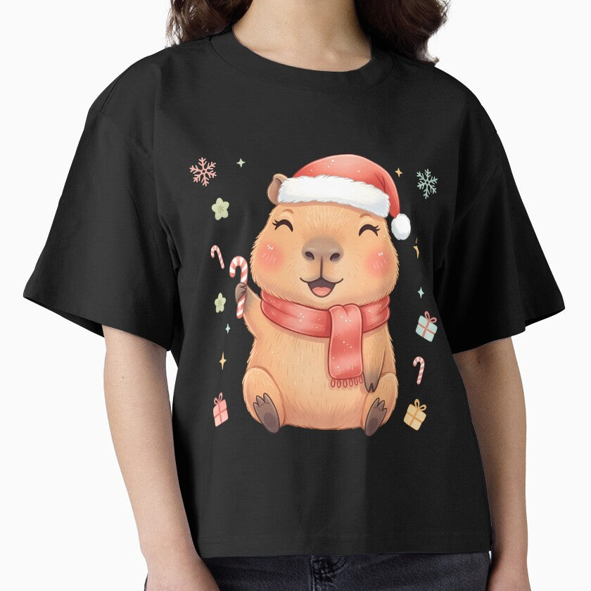 Kawaii Capybara Santa Hat Candy Cane Cute T-Shirts, Hoodie, Sweatshirt