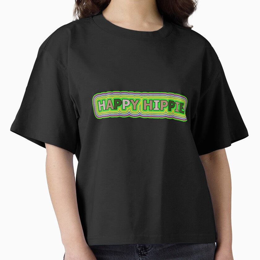 Happy Hippie Words Hippie Vibes Retro Lines 2 of 4 by Beachy T-Shirts, Hoodie, Sweatshirt | BlankRebels.com (Image 1)