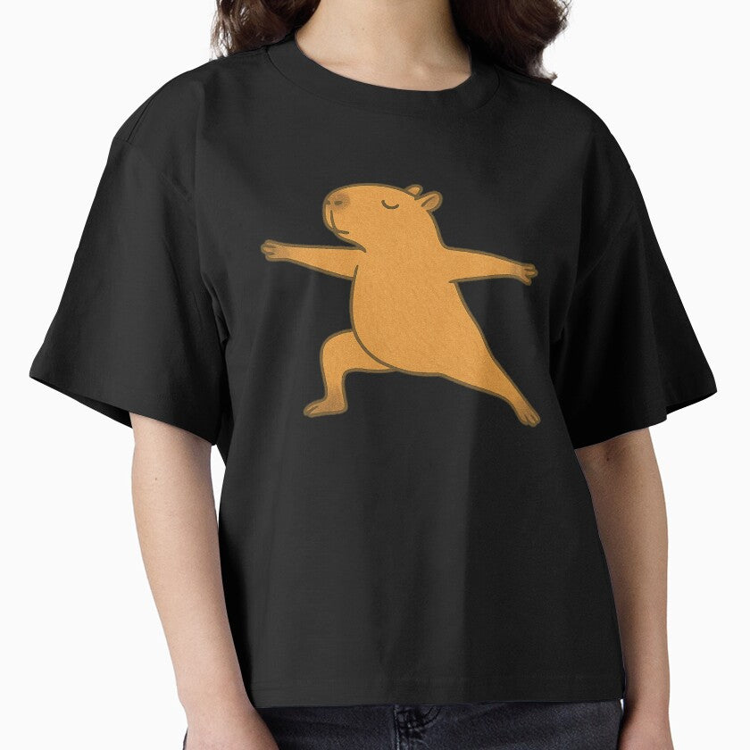 Capybara Warrior Pose – Cute Meditating Capybara Yoga Illustration by digitalbitcraft T-Shirts, Hoodie, Sweatshirt (Image 1)