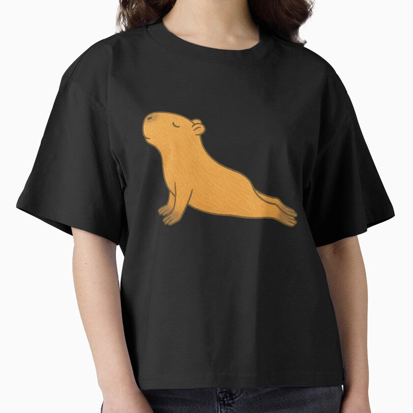 Capybara Chaturanga Pose – Cute Stretching Capybara Yoga Illustration by digitalbitcraft T-Shirts, Hoodie,... (Image 1)