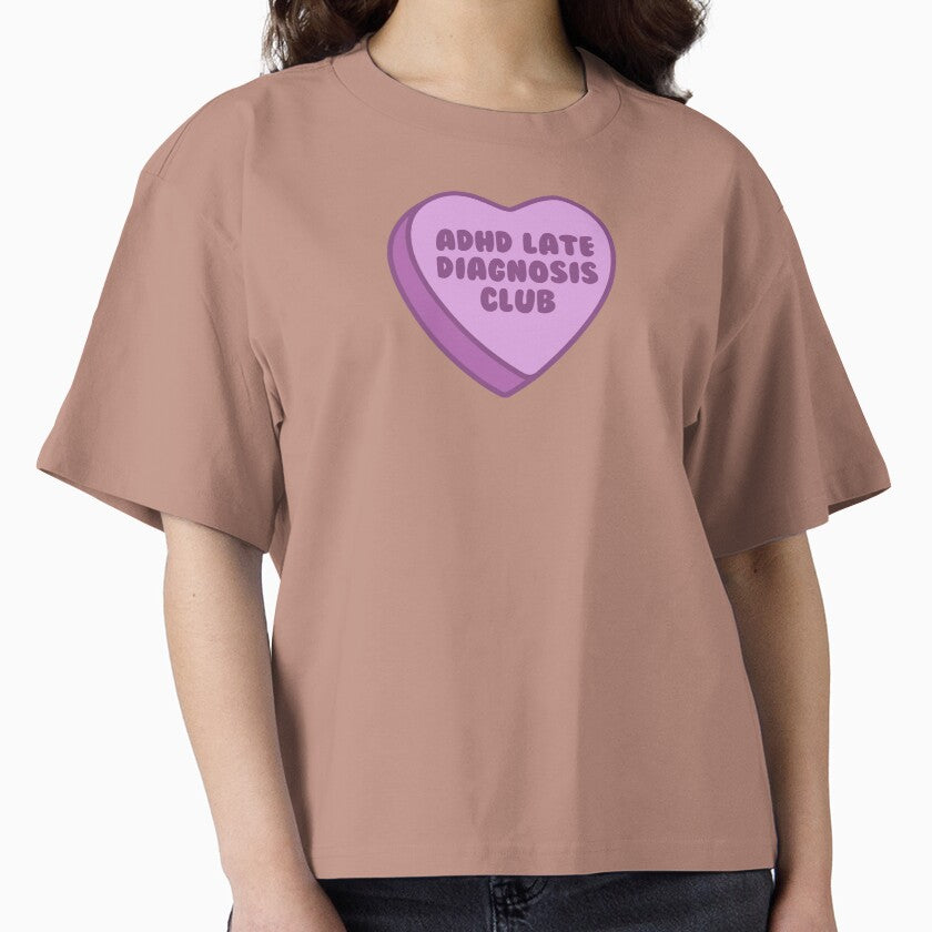 purple adhd late diagnosis candy heart - retro graphic by jessicaleah15 T-Shirts, Hoodie, Sweatshirt (Image 1)