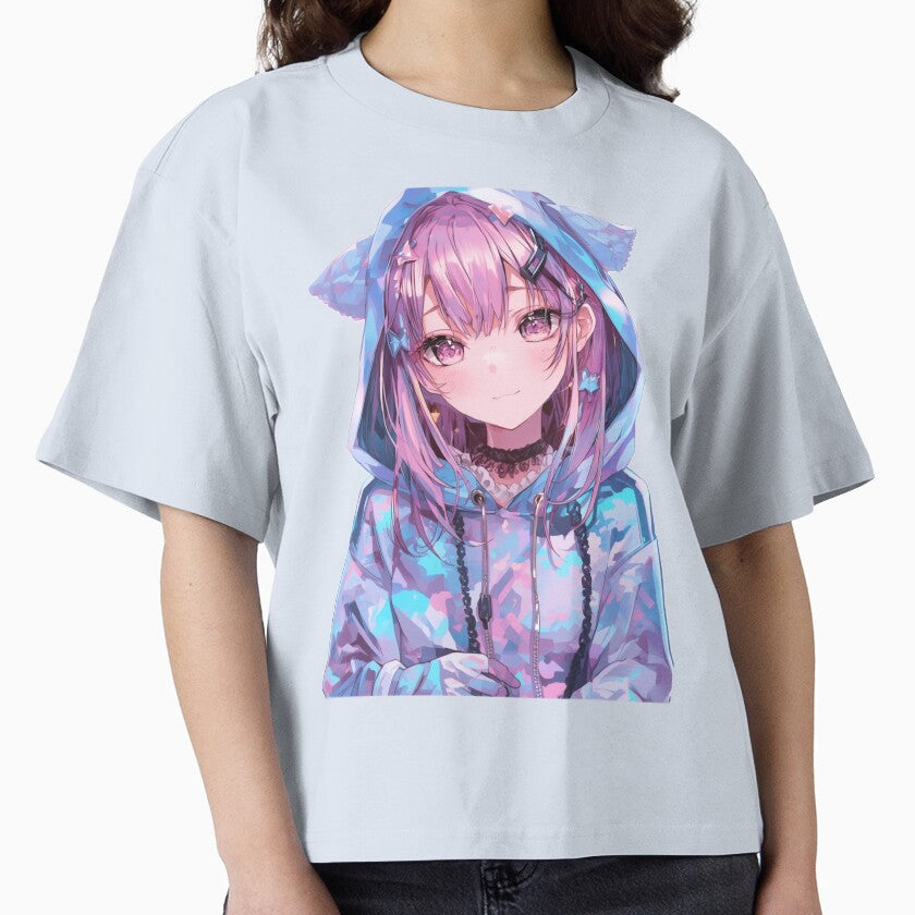 Blue Neon Anime Girl – Futuristic Cyberpunk Waifu Design by AnimDream