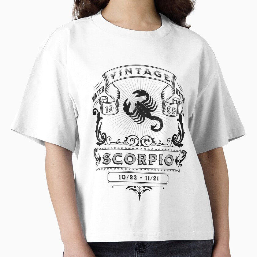 The Zodiac Sign of Scorpio Black and White 1995 by rhombusOnion T-Shirts, Hoodie, Sweatshirt | BlankRebels.com (Image 1)