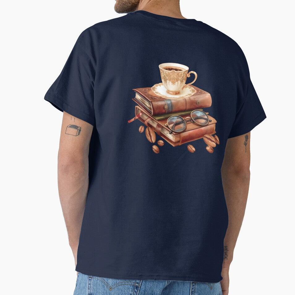 Coffee Cup Coffee Beans Book Glasses | Gift for Book Lover by UnhingedBird T-Shirts, Hoodie, Sweatshirt (Image 1)