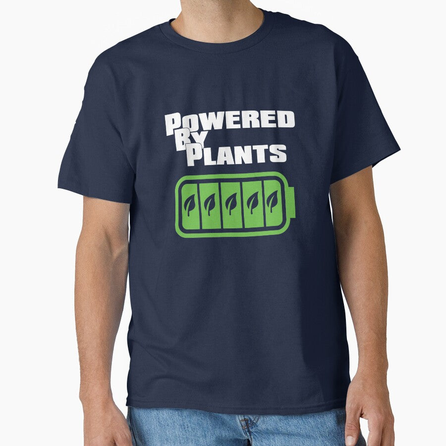 Powered by Plants Funny Vegan Design by TrndSttr T-Shirts, Hoodie, Sweatshirt | BlankRebels.com (Image 1)