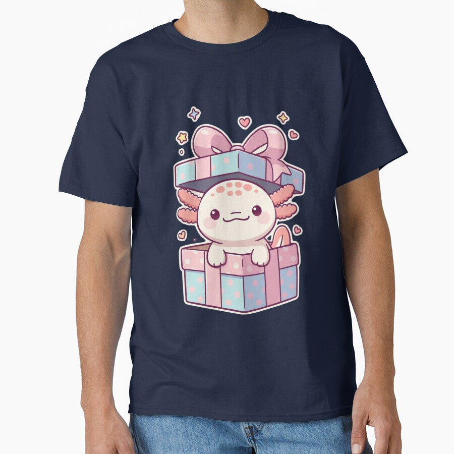 Cute Axolotl Present Box Kawaii Gift Idea by GrumpySableye T-Shirts, Hoodie, Sweatshirt | BlankRebels.com (Image 1)