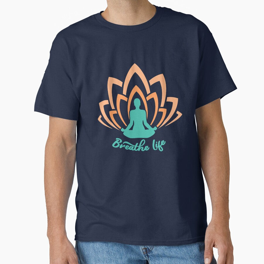 Breathe yoga and happy Life by Khushi Graphics T-Shirts, Hoodie, Sweatshirt | BlankRebels.com (Image 1)