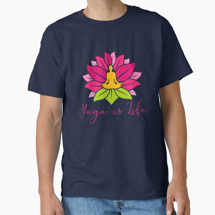 Lotus Padmasana Yoga is Life by Khushi Graphics T-Shirts, Hoodie, Sweatshirt | BlankRebels.com (Image 1)