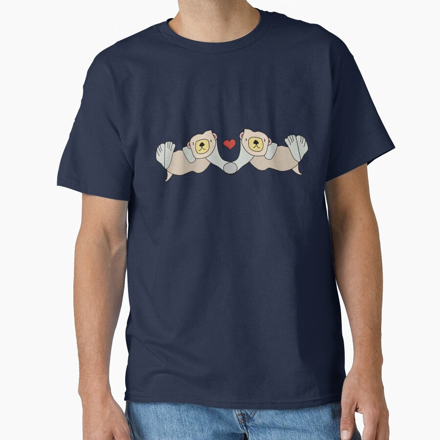 Otters in Love Pattern by critterandposie T-Shirts, Hoodie, Sweatshirt | BlankRebels.com (Image 1)