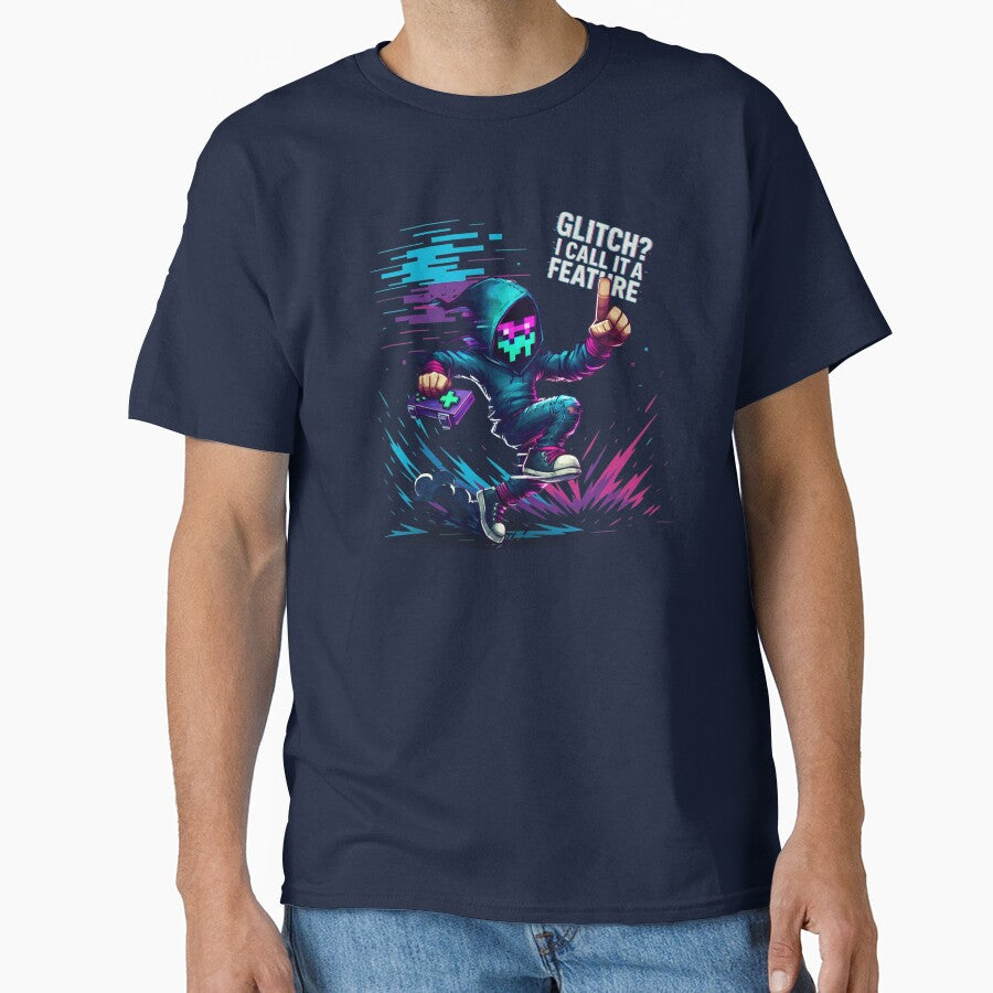 Glitch? I Call It a Feature – Pixel Gamer Hoodie Neon Art by Closeddog T-Shirts, Sweatshirt | BlankRebels.com (Image 1)