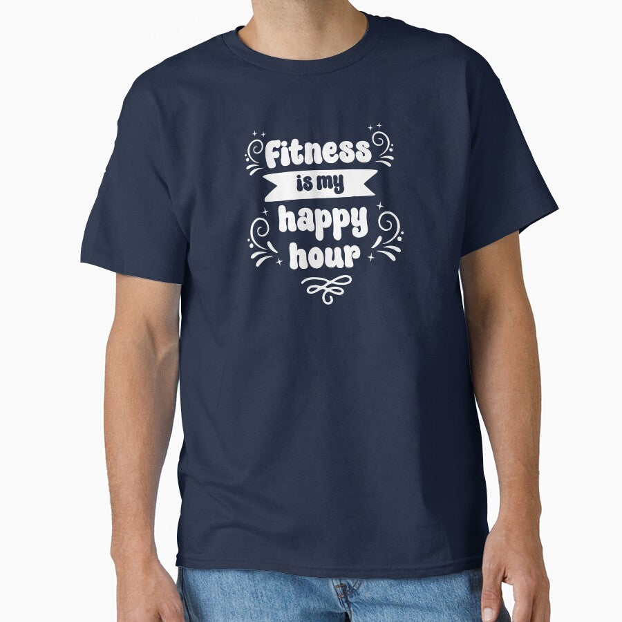 Fitness is My Happy Hour White Text by inspiredalike T-Shirts, Hoodie, Sweatshirt | BlankRebels.com (Image 1)