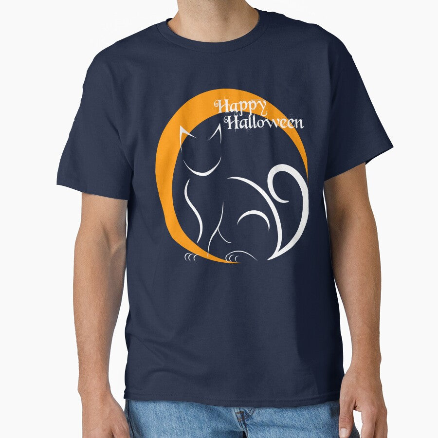 Happy Halloween Cat with Moon by Risa-C T-Shirts, Hoodie, Sweatshirt | BlankRebels.com (Image 1)