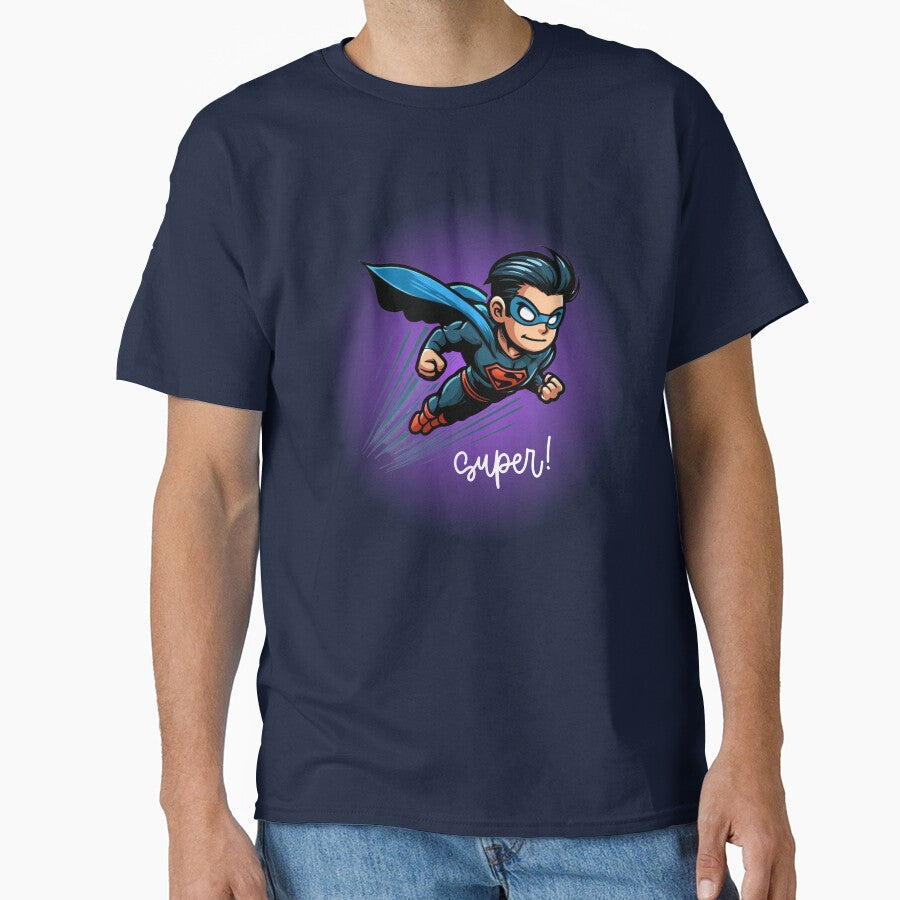 Cartoon Superhero Flying in Action by AnyMar2023 T-Shirts, Hoodie, Sweatshirt | BlankRebels.com (Image 1)