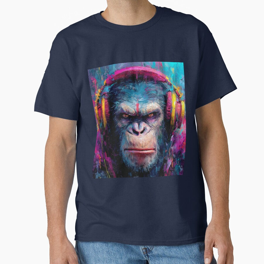 Stylish Dj Monkey Gloomy Ape With Headphones Art by GrinGalore T-Shirts, Hoodie, Sweatshirt | BlankRebels.com (Image 1)