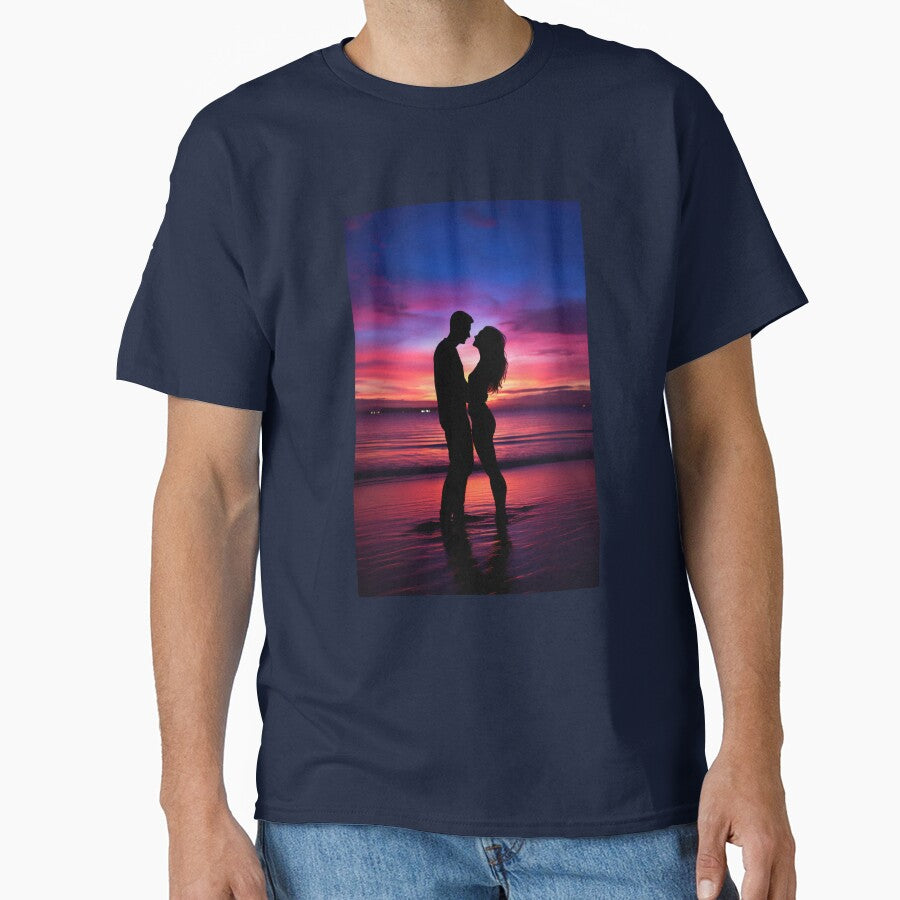 Young couple in love hugging on the beach by Lamarcy T-Shirts, Hoodie, Sweatshirt | BlankRebels.com (Image 1)