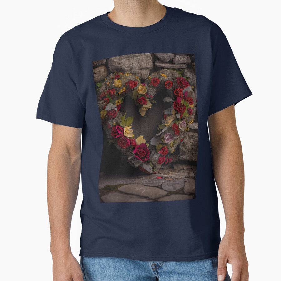 Floral Heart Ring Stone Wall 10 Both Vintage Modern Floral Wallpaper Background New 2023 T-Shirts, Hoodie, Sweatshirt