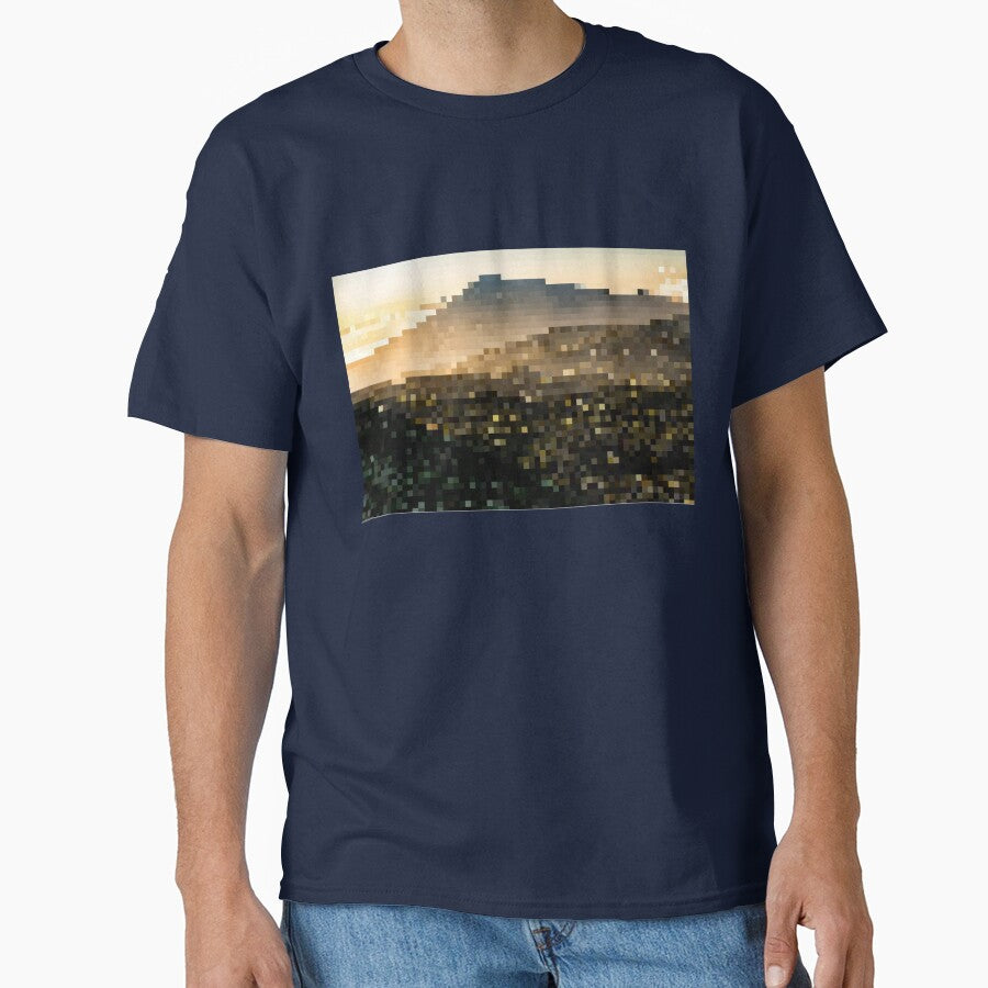 Pixelated Foggy Mountain Scene T-Shirts, Hoodie, Sweatshirt