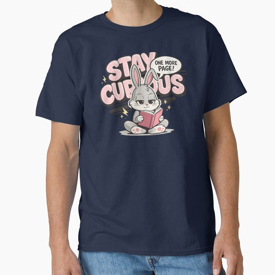 Stay Curious Bunny T-Shirts – Cute Reader Aesthetic Style by KDesignCrafts Hoodie, Sweatshirt | BlankRebels.com (Image 1)