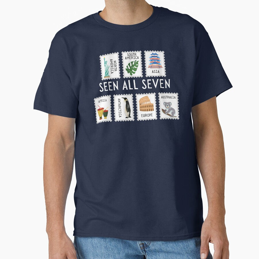Seven Continents Seen All Seven Postage Stamps T-Shirts, Hoodie, Sweatshirt