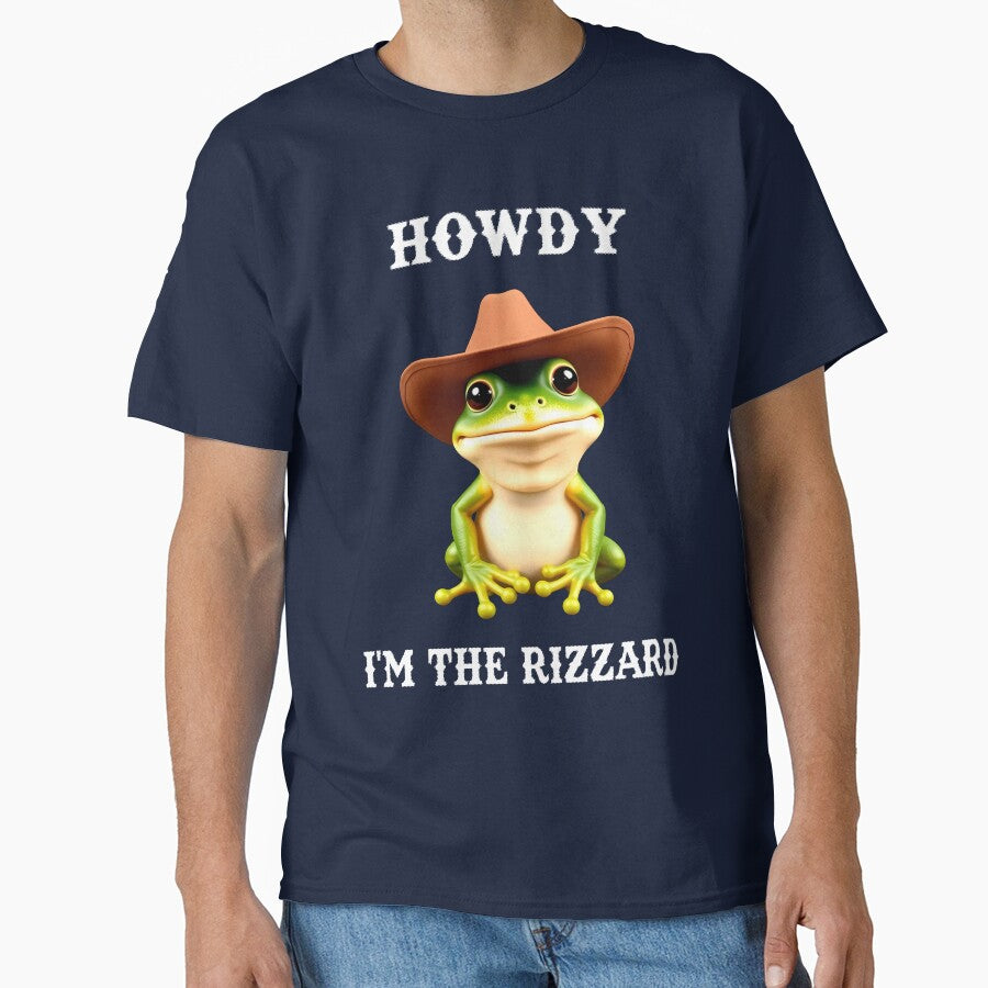 Funny Cowboy Frog – "Howdy I Am the Rizzard" Meme Design with Hat, Silly Amphibian Art, Viral Internet Humor... (Image 1)