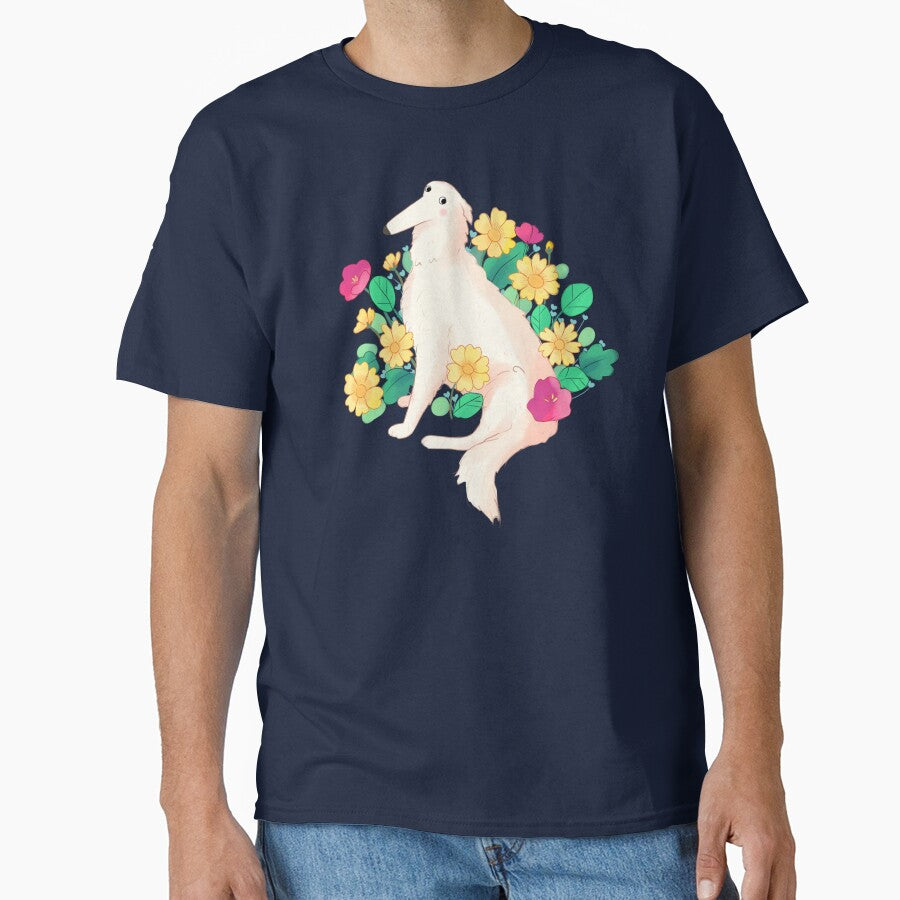 Borzoi and flowers art by Mayarart T-Shirts, Hoodie, Sweatshirt | BlankRebels.com (Image 1)