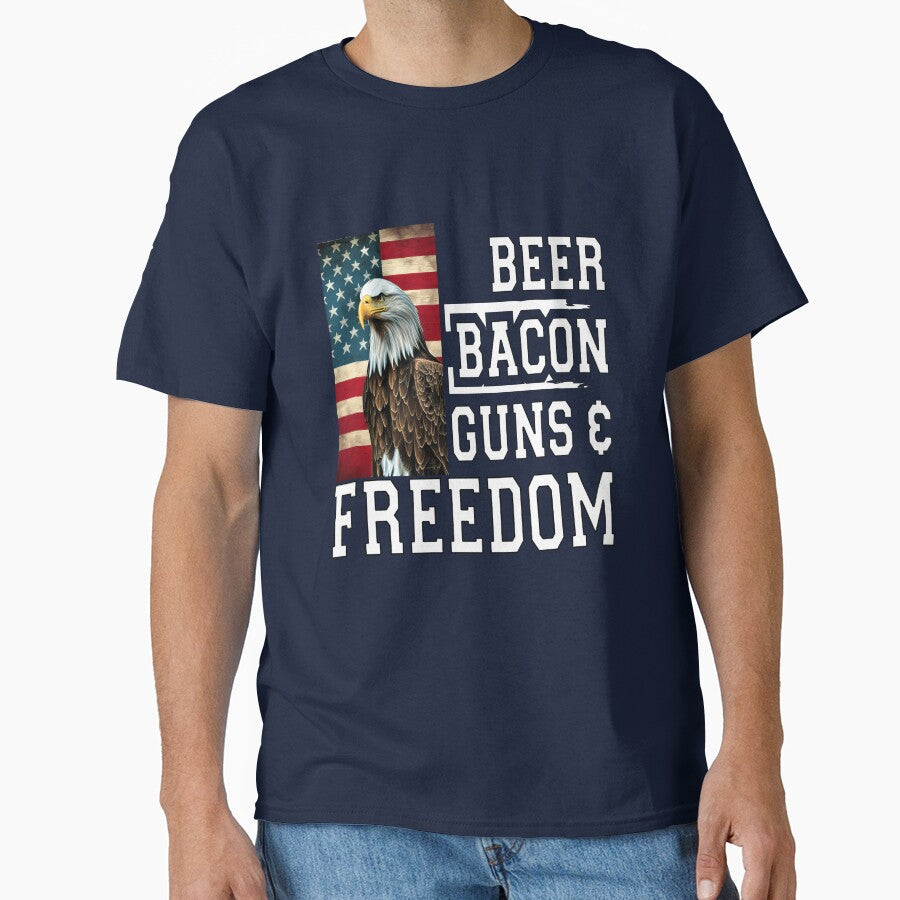 Beer Drinker Drinking Beer Bacon Guns & Freedom by fantasticdesign T-Shirts, Hoodie, Sweatshirt | BlankRebels.com (Image 1)