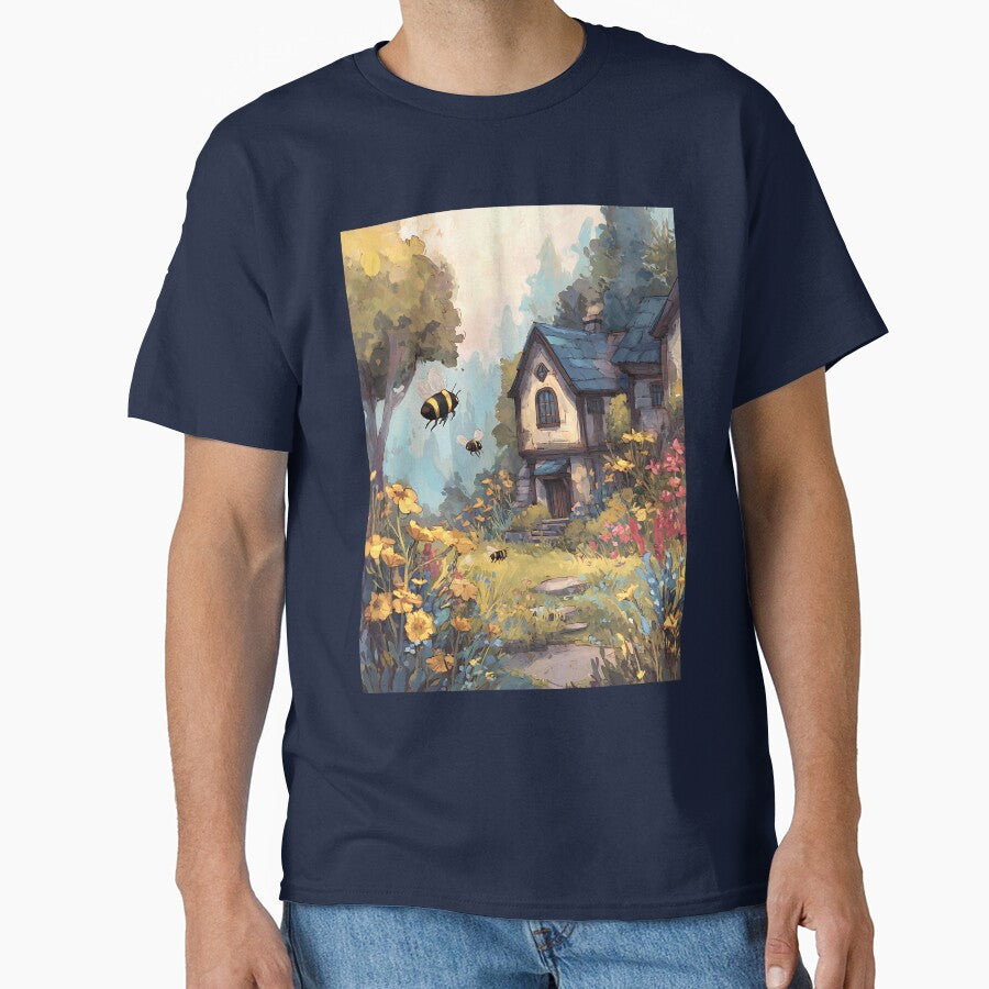 Whimsical Cottagecore Busy Bee by bapupa T-Shirts, Hoodie, Sweatshirt | BlankRebels.com (Image 1)