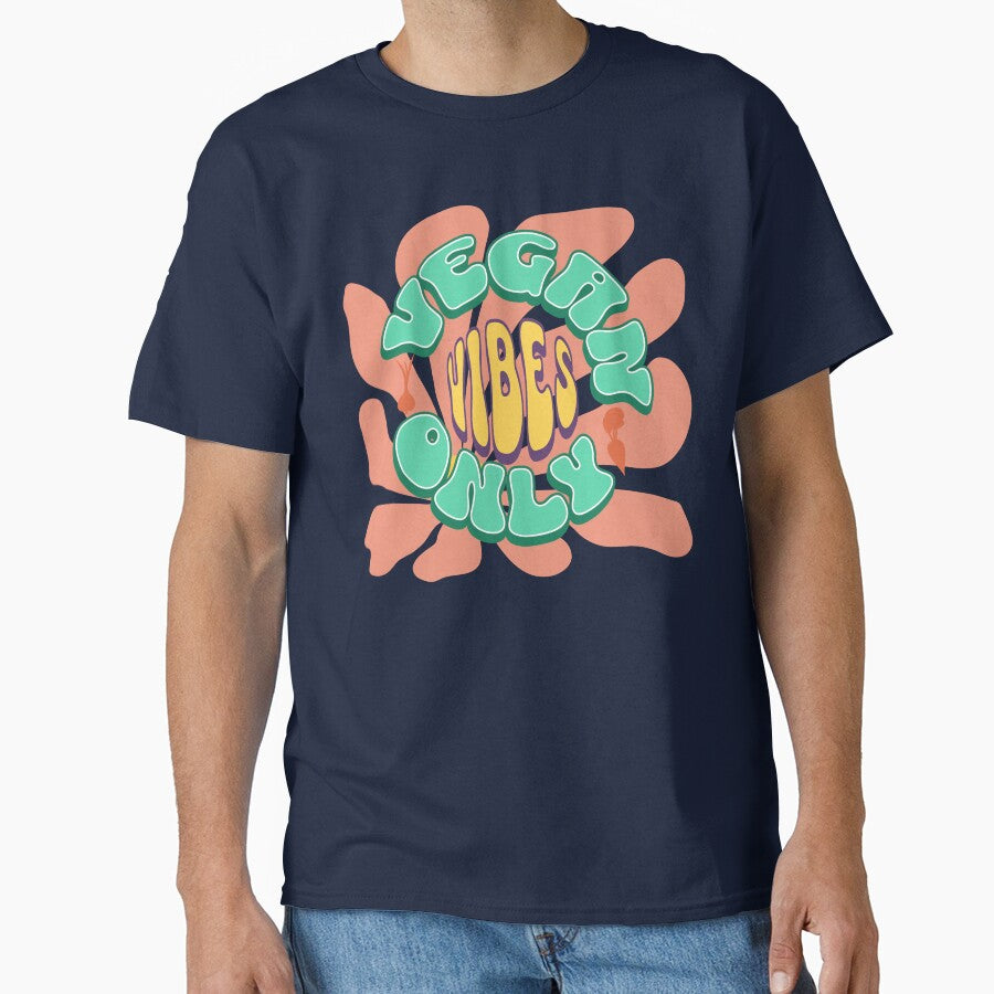 Vegan vibes only, retro text on retro flower by BritishDelights T-Shirts, Hoodie, Sweatshirt | BlankRebels.com (Image 1)