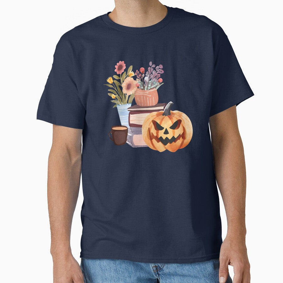 Books and Flowers and Coffee and Halloween Pumpkin by FarmOfCuties T-Shirts, Hoodie, Sweatshirt | BlankRebels.com (Image 1)