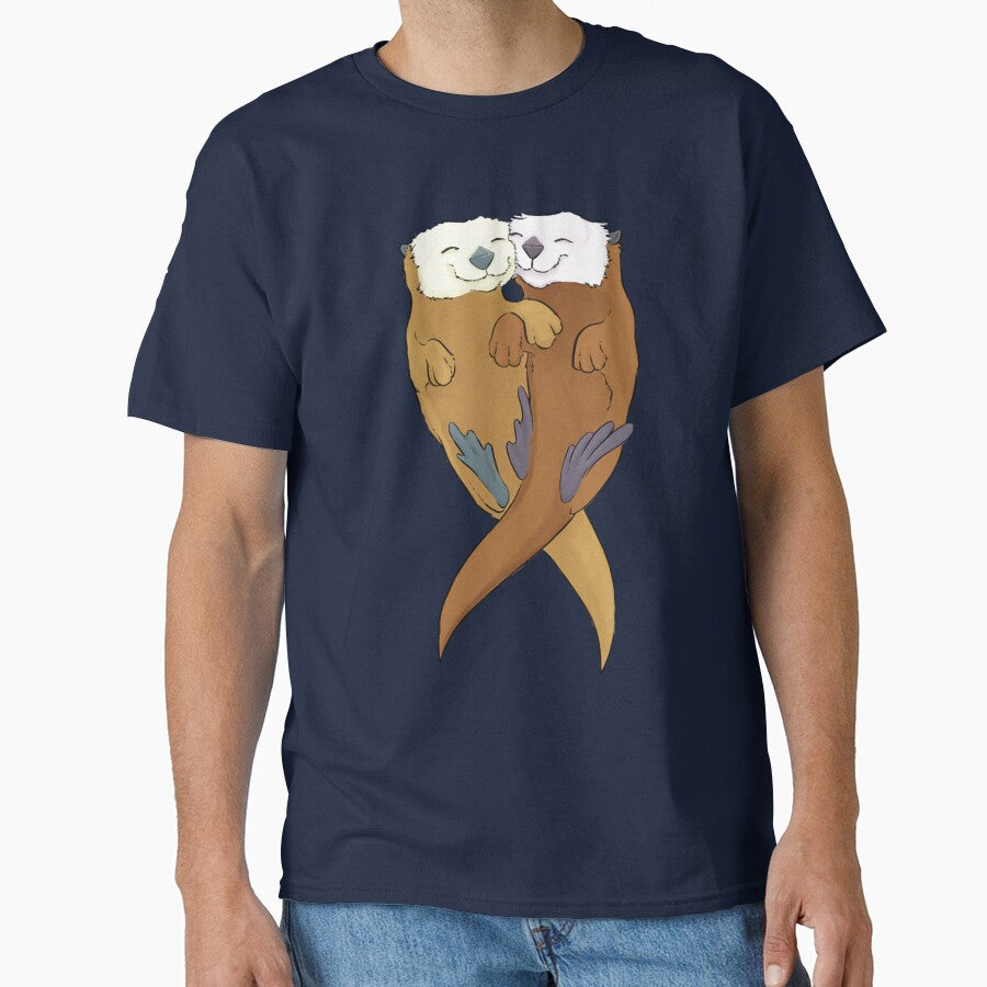 Snuggle Otters Holding Hands by Casey Wilkinson T-Shirts, Hoodie, Sweatshirt | BlankRebels.com (Image 1)