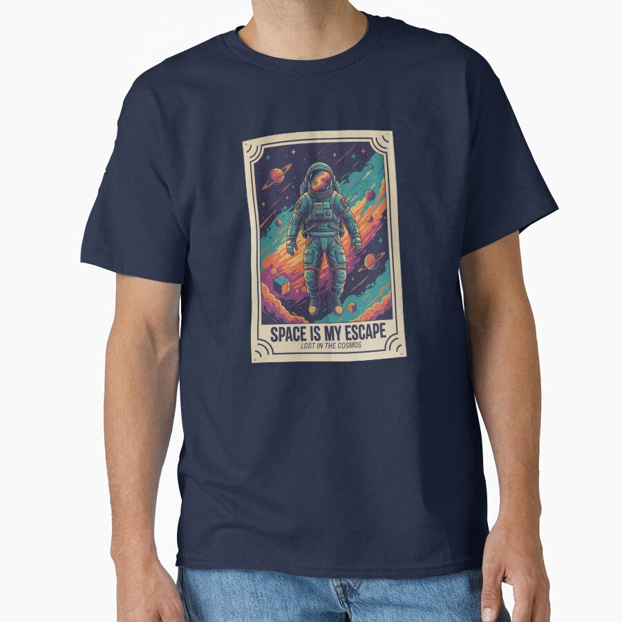 Retro Astronaut Space Escape Futuristic Vintage Poster by Dariusz.K T-Shirts, Hoodie, Sweatshirt | BlankRebels.com (Image 1)