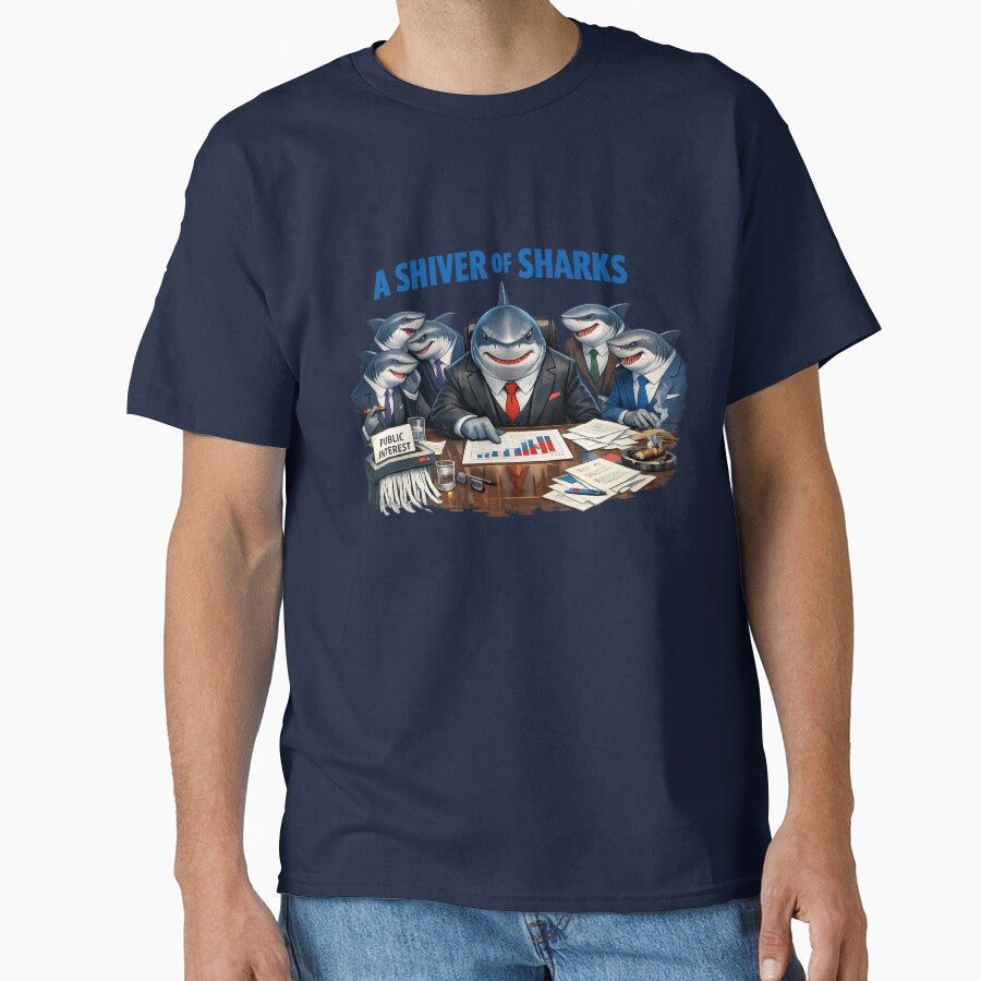 A Shiver of Sharks – Corporate Animal Energy Satire by SnarkleCo T-Shirts, Hoodie, Sweatshirt | BlankRebels.com (Image 1)