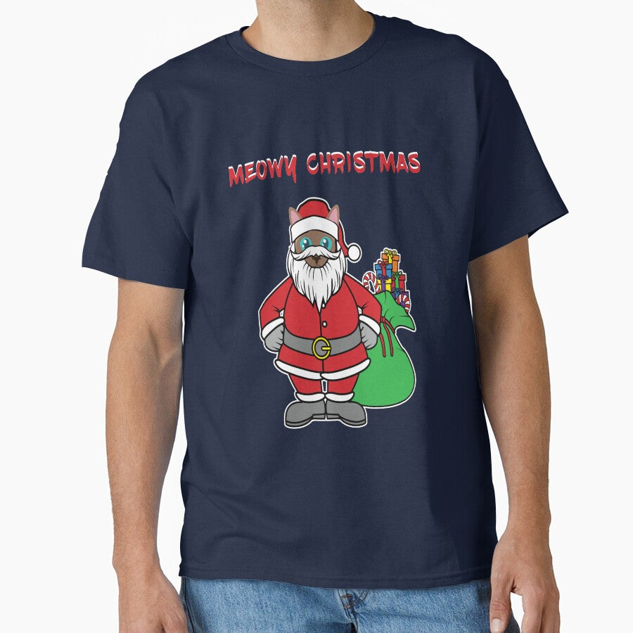 Meowy Christmas - Cat Santa Merry Christmas by madtoyman T-Shirts, Hoodie, Sweatshirt | BlankRebels.com (Image 1)